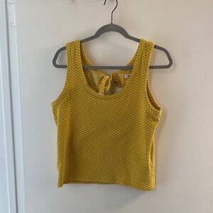 Yellow Sleeveless Top with Bow Detail, Medium